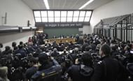 A view of the court room inside the Naples court palace is seen on April 13, 2010 where former Juventus Football Club general manager Luciano Moggi is set to face a court case over his alleged involvement in a 2006 corruption scandal.